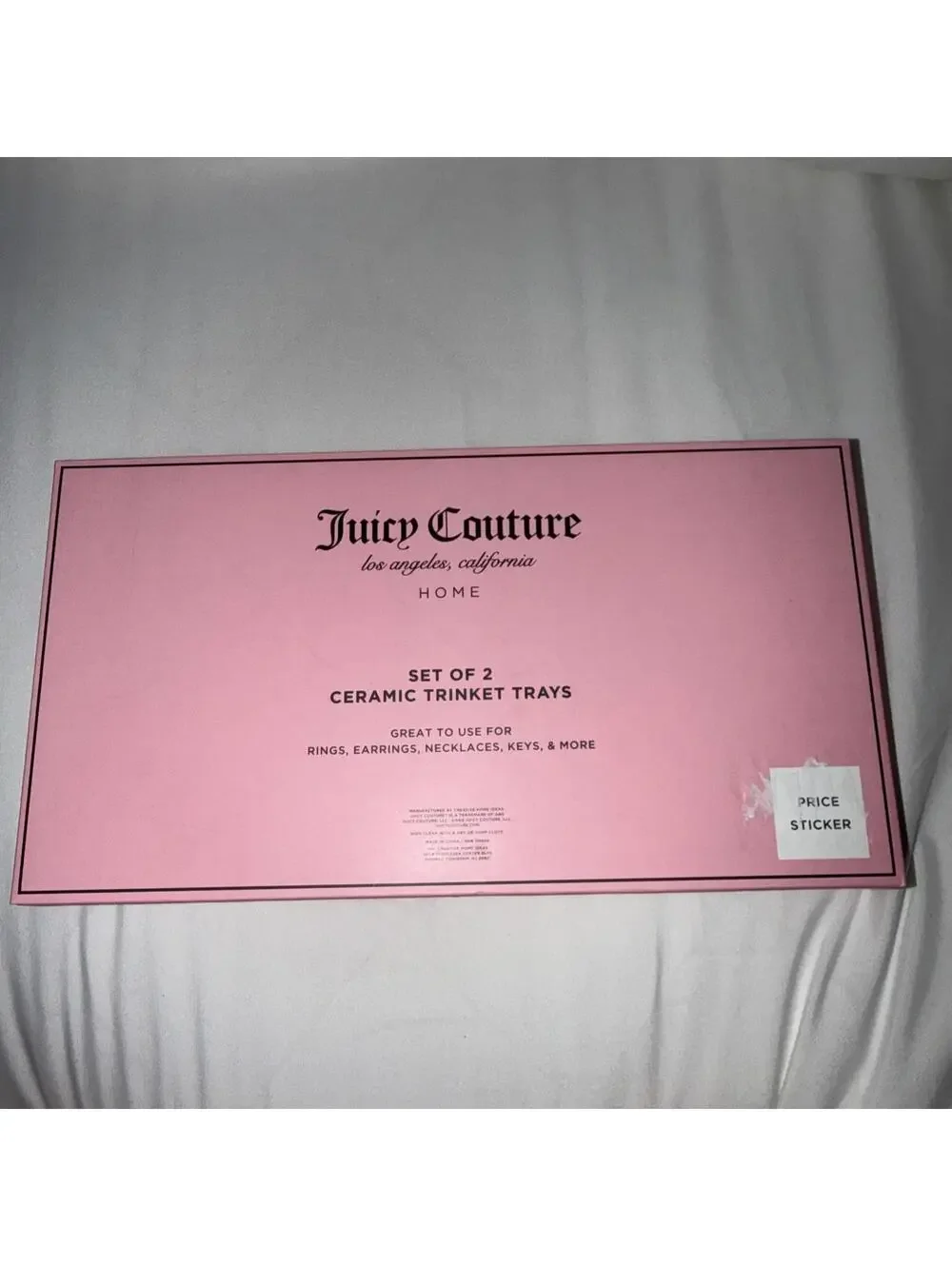 2PC JUICY COUTURE Y2K Ceramic Jewelry Trinket Trays Princess Crown Coquette PINK